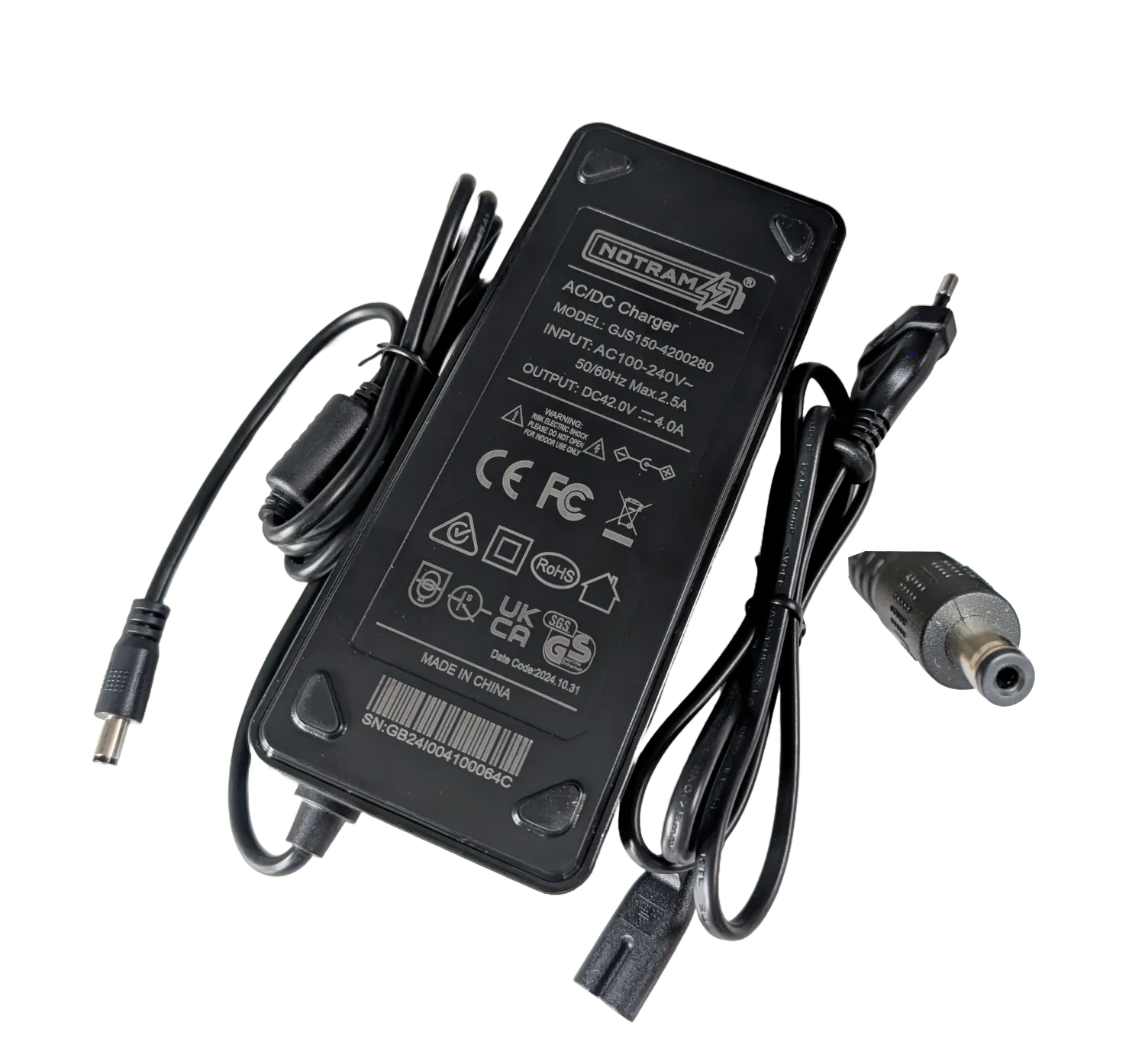 Notram snellader fietsaccu 42 volt - 4 Ampere (2polig)